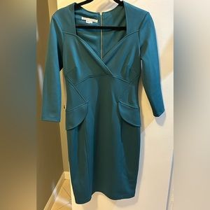 Teal dress designed by Maggy London